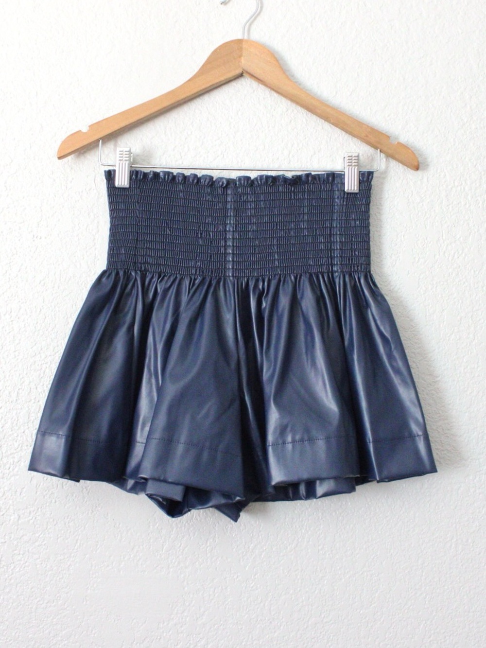 Queen of Sparkles Navy Leather Swing Shorts